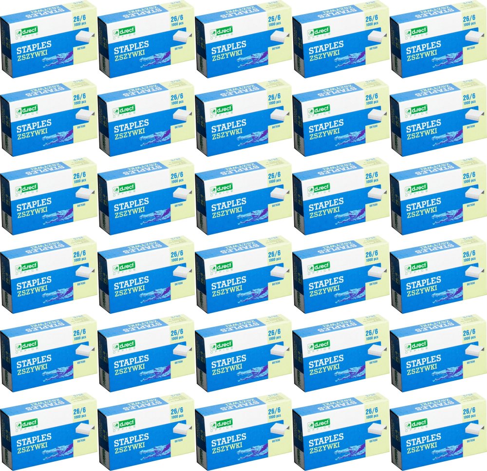 50x Zszywki D.Rect, 26/6, 1000 sztuk, srebrny