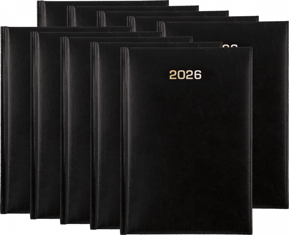 10x Kalendarz książkowy 2026, Udziałowiec, A5, tygodniowy, czarny
