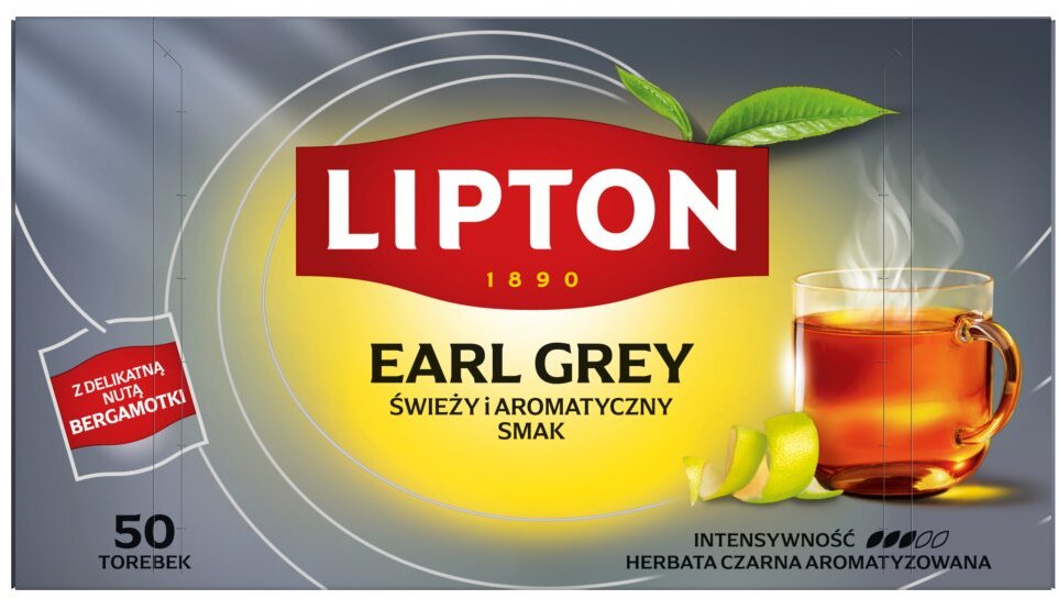 Herbata Earl Grey w torebkach Lipton, 50 torebek x 1.5g