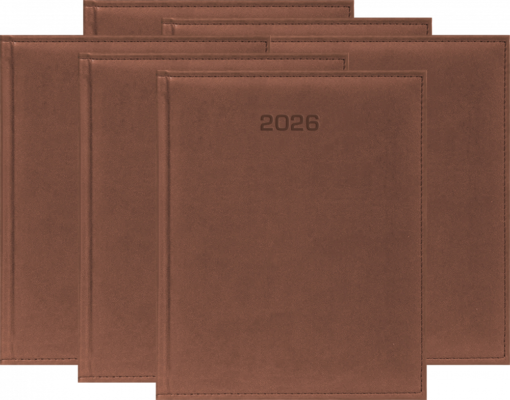 6x Kalendarz książkowy 2026, Udziałowiec, Vivella, A4, tygodniowy, brązowy