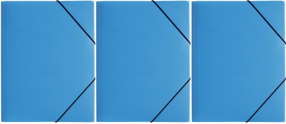 3x teczka plastikowa z gumką Pagna, A4, 3 skrzydłowa, jasny niebieski