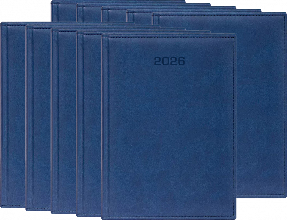 10x Kalendarz książkowy 2026, Udziałowiec, Biznesowy, A4, dzienny, granatowy