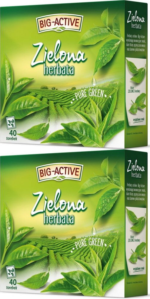 2x Herbata zielona w torebkach Big-Active, 40 sztuk x 1.8g