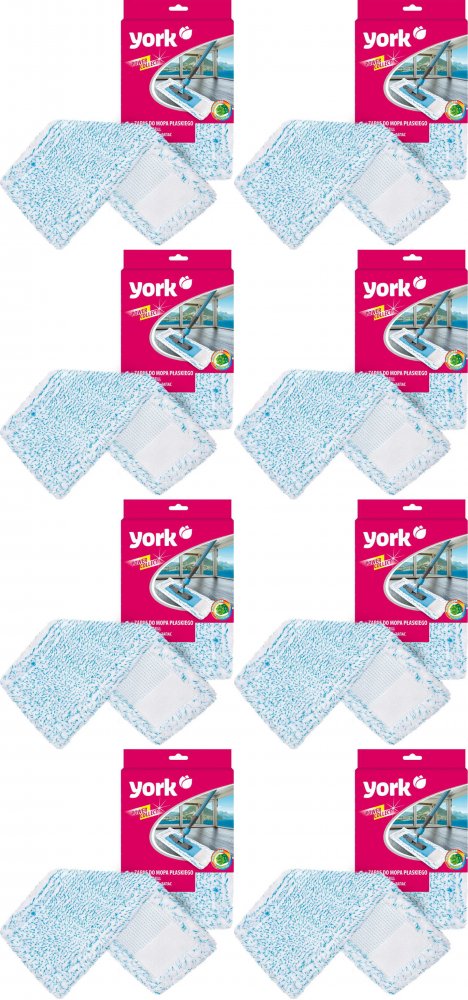 8x Mop płaski z mikrofibry York Power Collect, końcówka