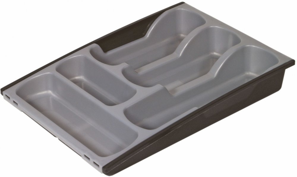 Wkład do szuflady na sztućce rozsuwany, 300x420x64mm, czarno-srebrny