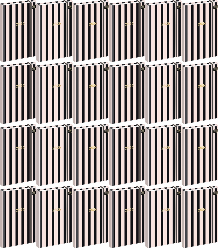 24x Kalendarz kieszonkowy 2026, Interdruk, Metallic Stripes, A6, tygodniowy