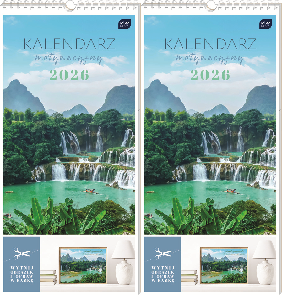 2x Kalendarz ścienny 2026, Interdruk, 22x46cm, miesięczny, Widoki