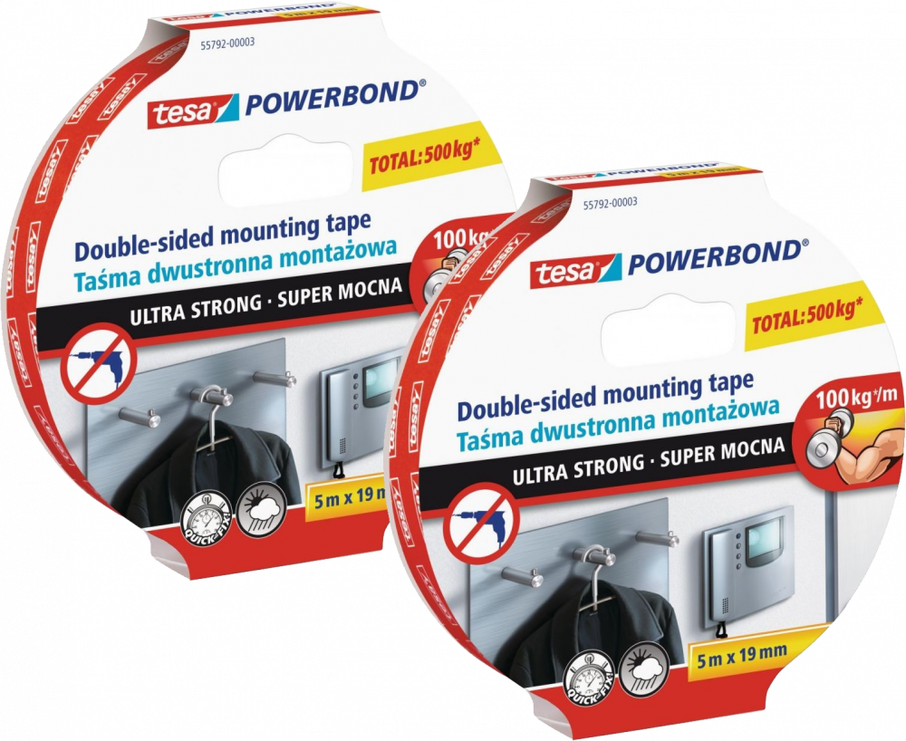 2x Taśma montażowa Tesa Powerbond, 19mmx5m, biały