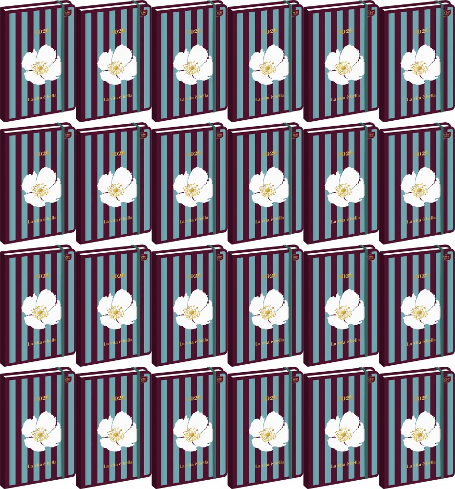 24x Kalendarz książkowy 2026, Interdruk, Metallic Tutto Bello, A5, tygodniowy