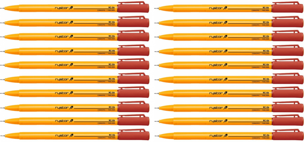 20x Cienkopis Rystor, RC-04, 0.4mm, czerwony