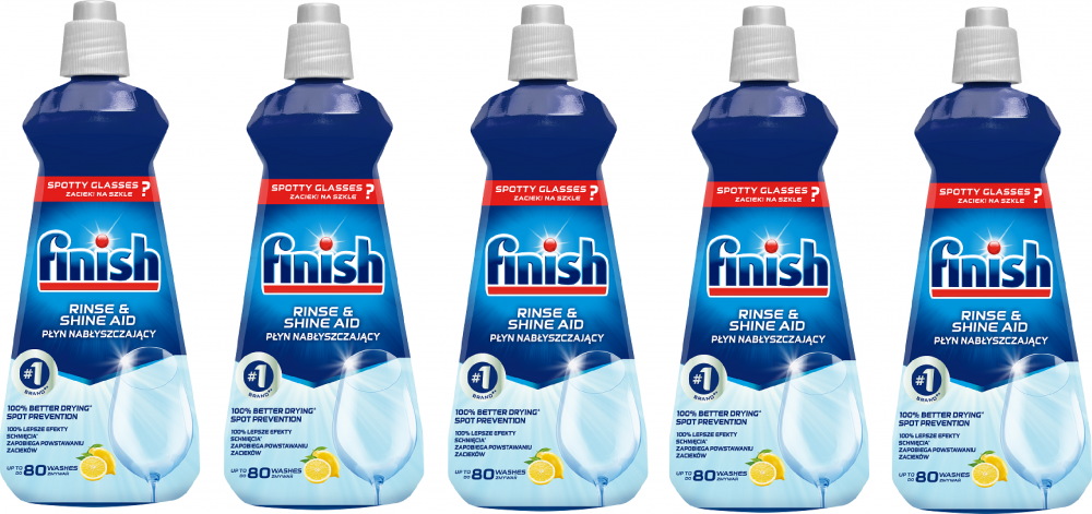 5x Płyn nabłyszczający do zmywarek Finish Rinse Aid, cytrynowy, 400ml
