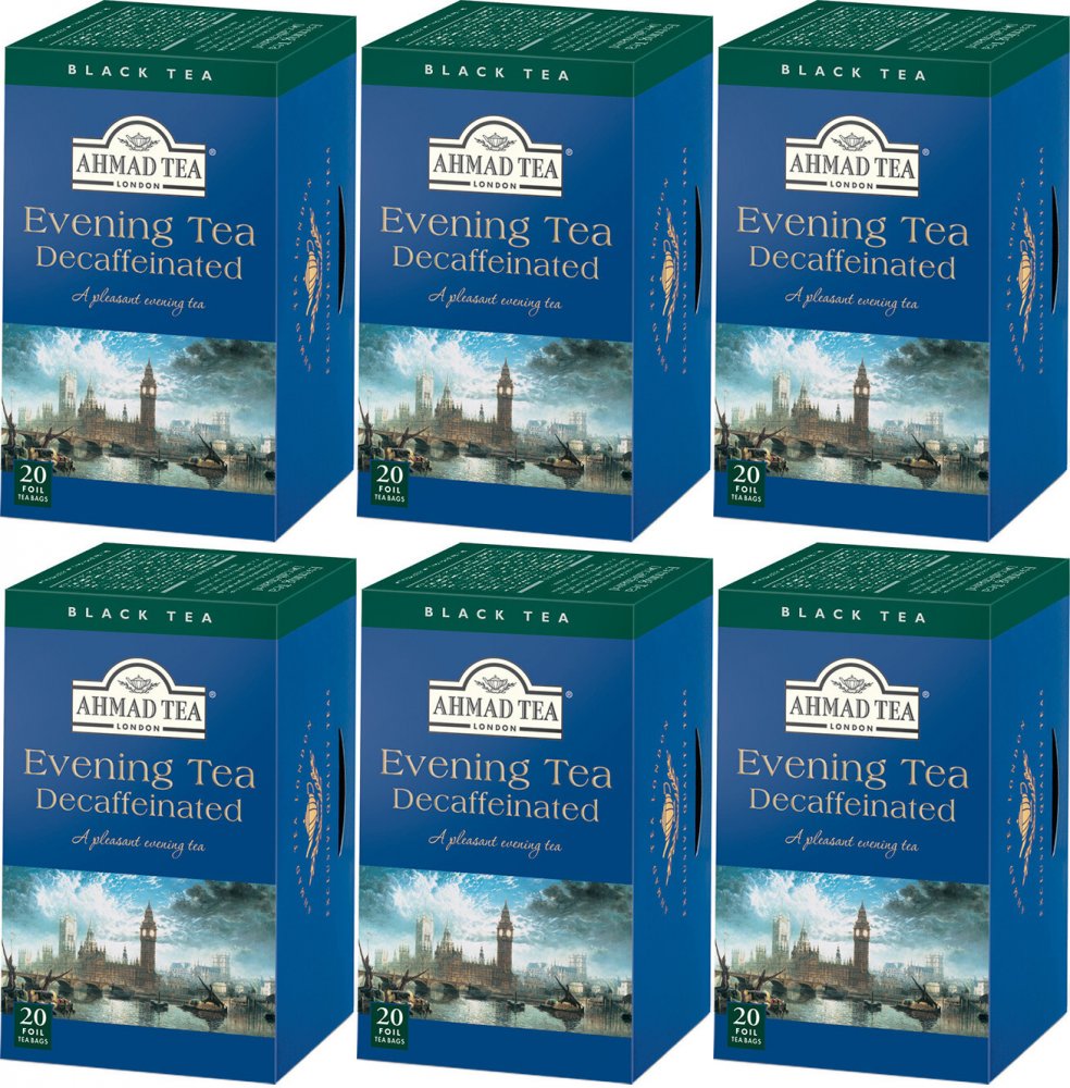 6x Herbata w kopertach Ahmad Tea Decaffeinated, 20 sztuk x 2g