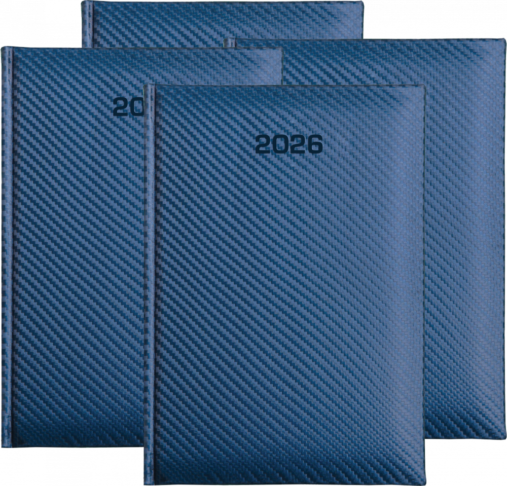 4x Kalendarz książkowy 2026, Udziałowiec, Carbon, A5, dzienny, 184 kartki, granatowy