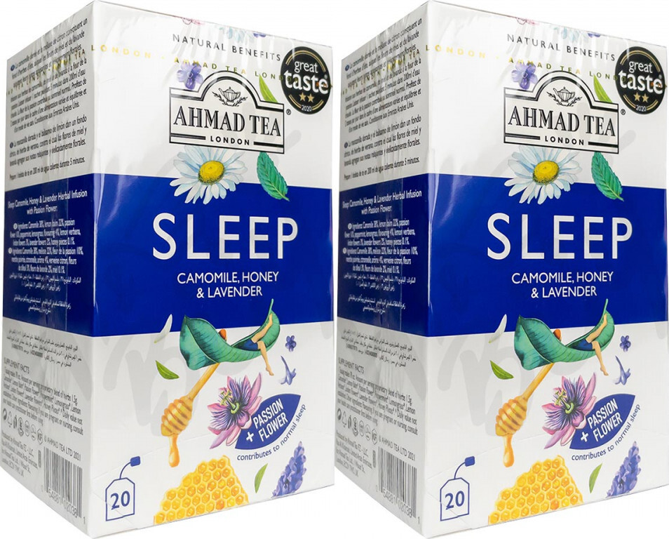 2x Herbata funkcjonalna w kopertach Ahmad Tea Sleep Healthy Benefit, 20 sztuk x 1.5g