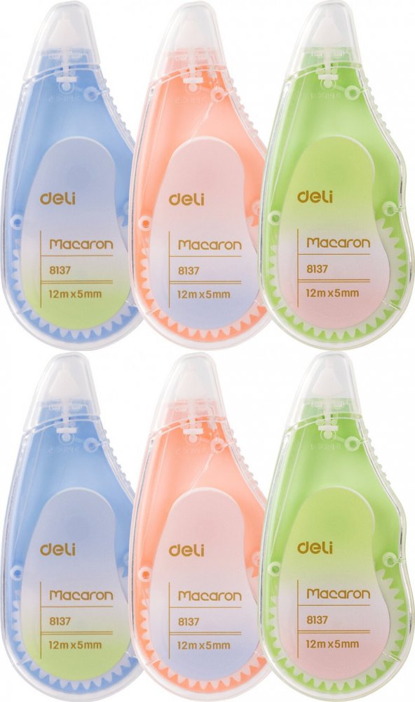 6x Korektor w taśmie Deli Macaron, 5mmx12m