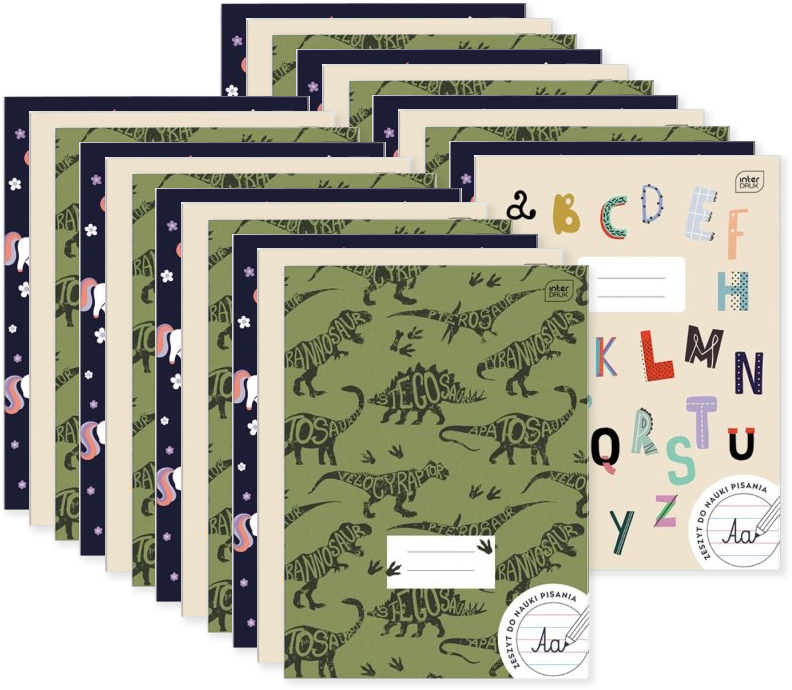 60x Zeszyt w wąskie kolorowe linie Interdruk UV, A4, 32 kartki, mix wzorów