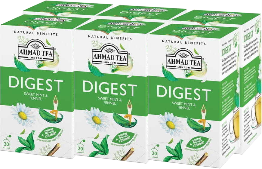 6x Herbata funkcjonalna w kopertach Ahmad Tea Digest Healthy Benefit, 20 sztuk x 2g