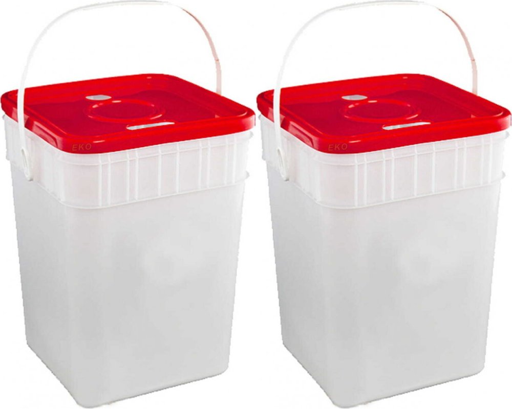 2x Pojemnik na zużyte baterie, 15l, biało-czerwony