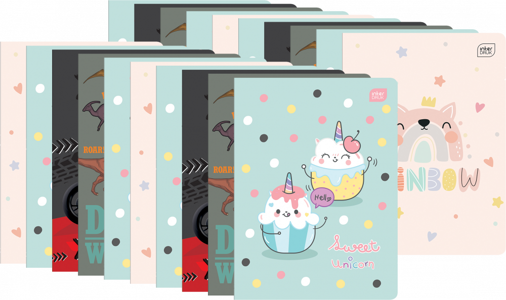 20x Zeszyt w kratkę Interdruk Magiczny, A5, 16 kartek, okładka PP, mix wzorów