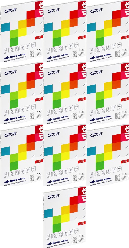 10x Etykiety samoprzylepne Grand No.001, 38x21.2mm, 100 arkuszy, biały