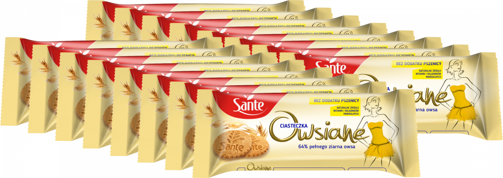 16x Ciasteczka owsiane Sante, naturalny, 138g