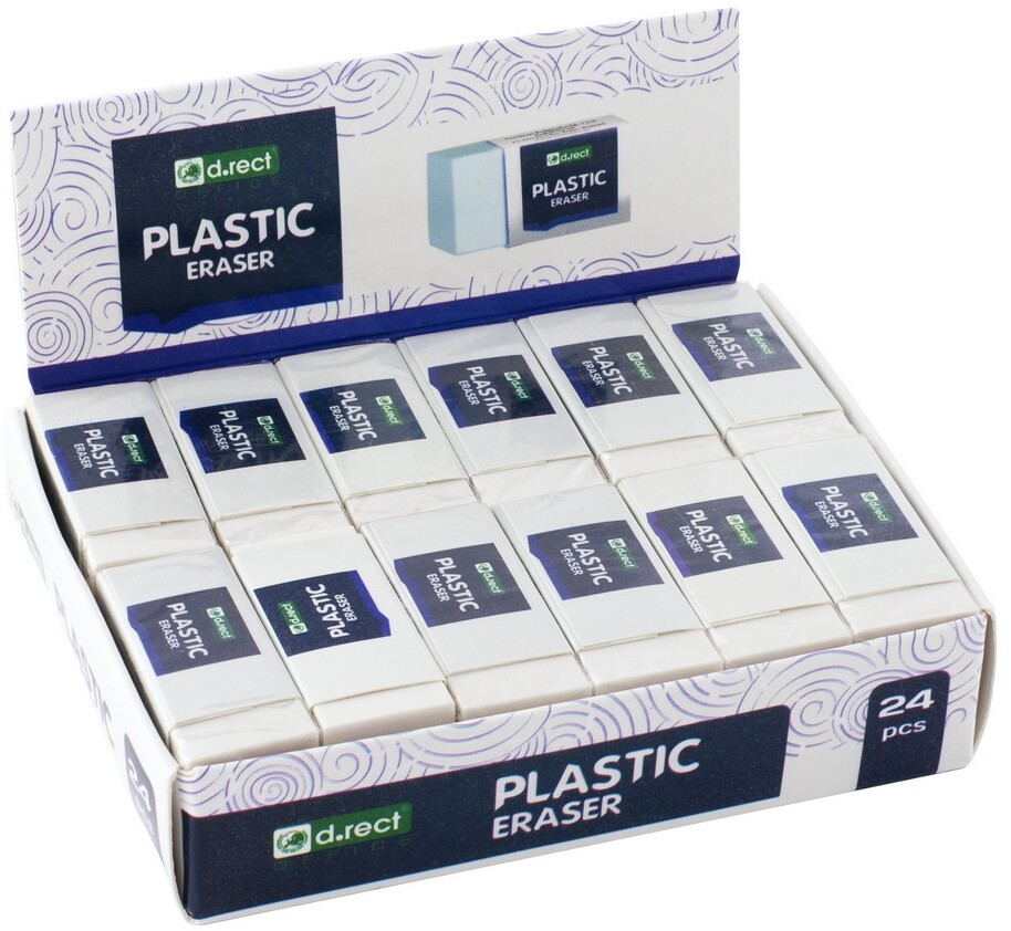 24x Gumka ołówkowa D.Rect, 48x19x12mm, biały