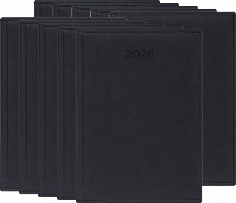10x Kalendarz książkowy 2026, Udziałowiec, Biznesowy, A4, dzienny, czarny