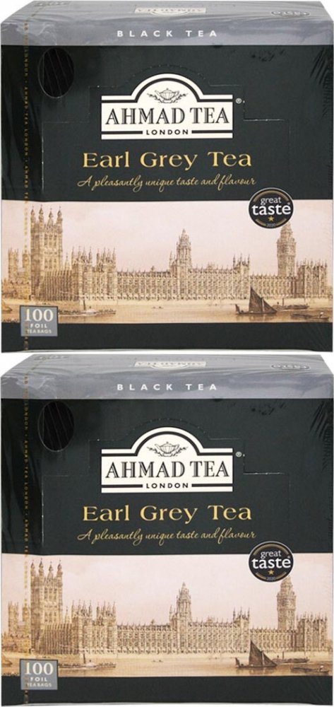 2x Herbata Earl Grey czarna w kopertach Ahmad Tea, 100 szt x 2g