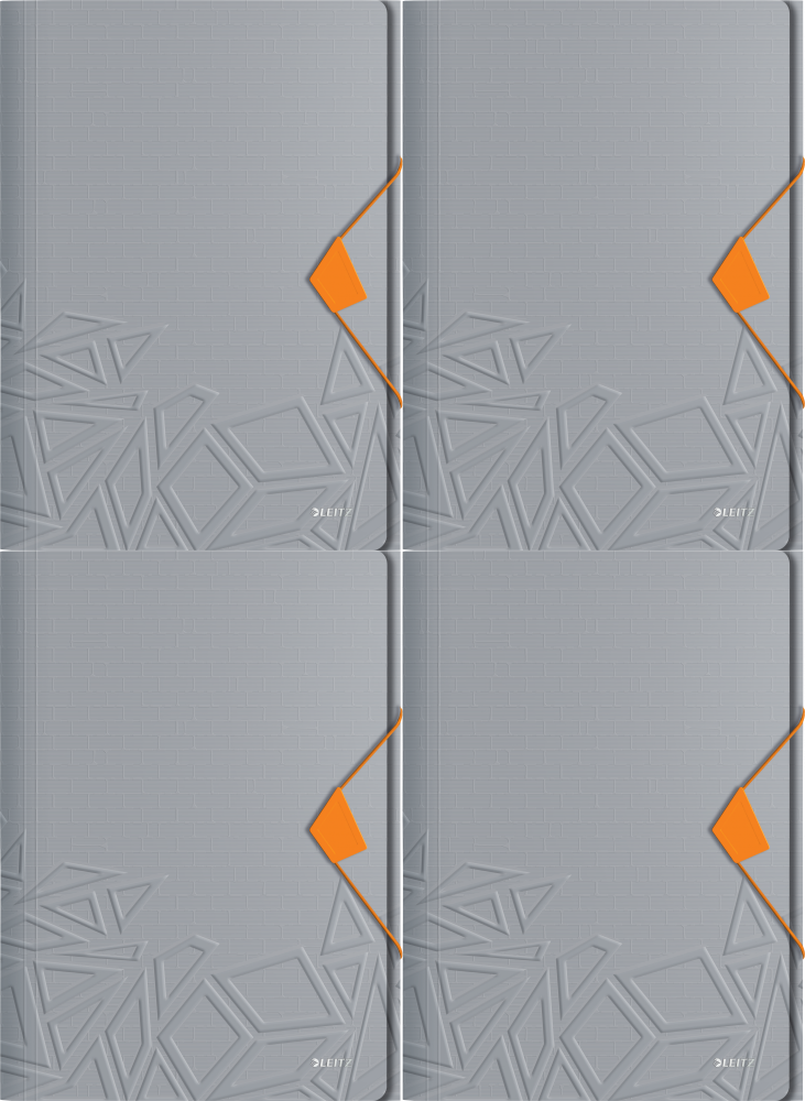 4x Teczka plastikowa z gumką Leitz Urban Chic, A4, 15 mm, szary