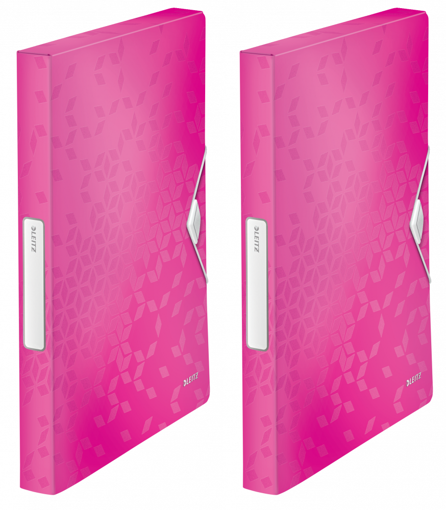 2x Teczka plastikowa z gumką Leitz Wow, A4, 30mm, różowy