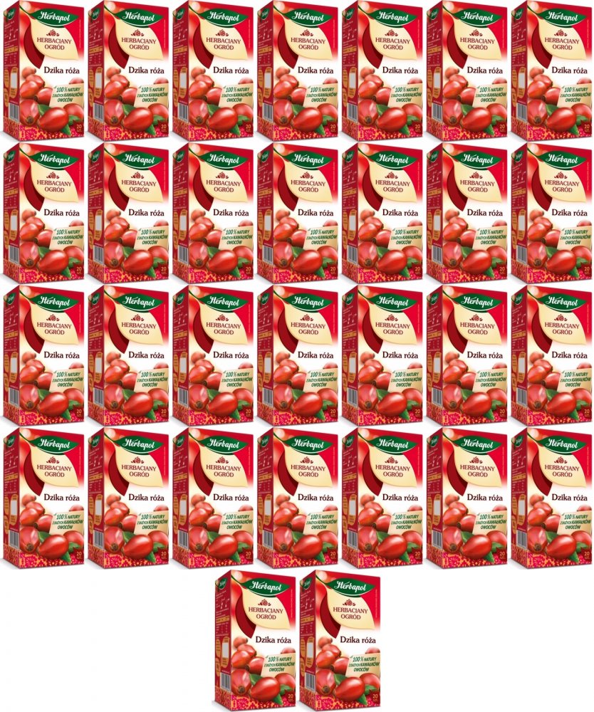 30x Herbata owocowa w torebkach Herbapol Herbaciany Ogród, dzika róża, 20 sztuk x 3.5g