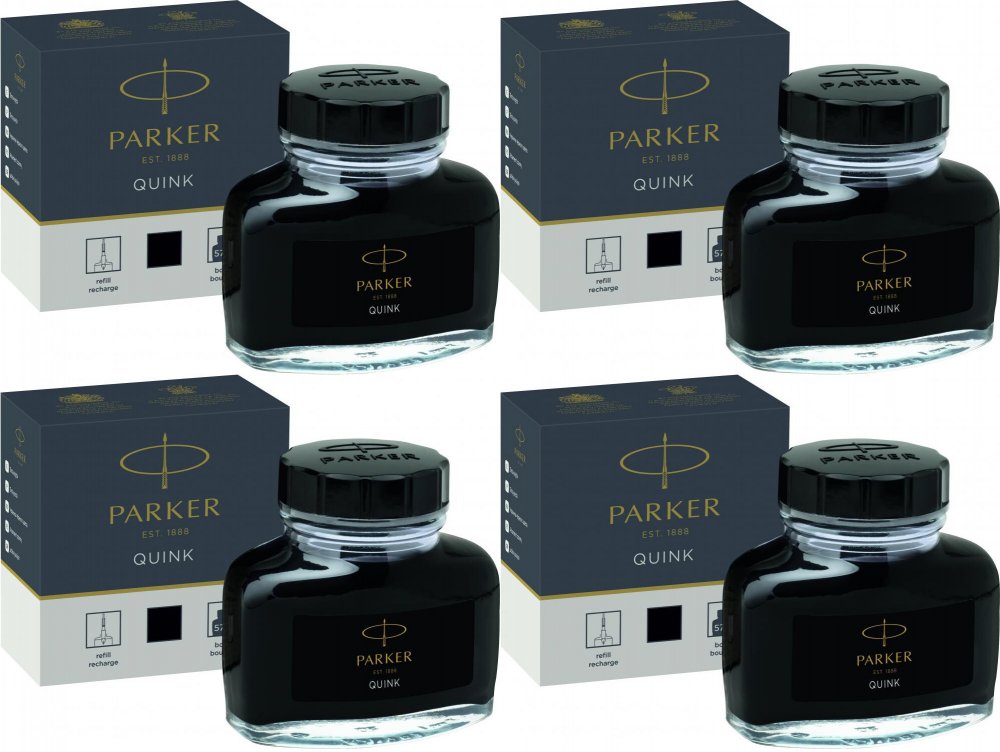 4x Atrament do pióra wiecznego Parker, 57ml, czarny