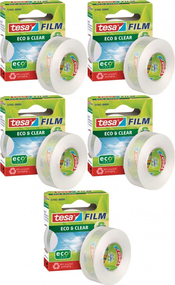 5x Taśma klejąca Tesa Eco&Clear, 33mx19mm, przezroczysty