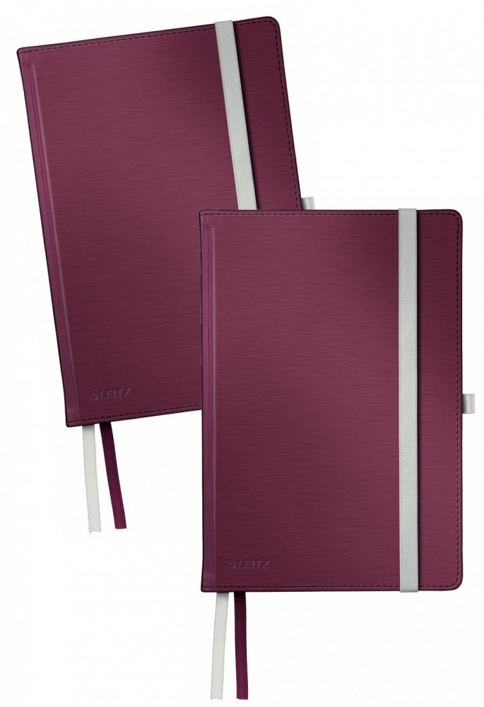 2x Notatnik w kratkę Leitz Style, A5, twarda oprawa, 80 kartek, rubinowa czerwień