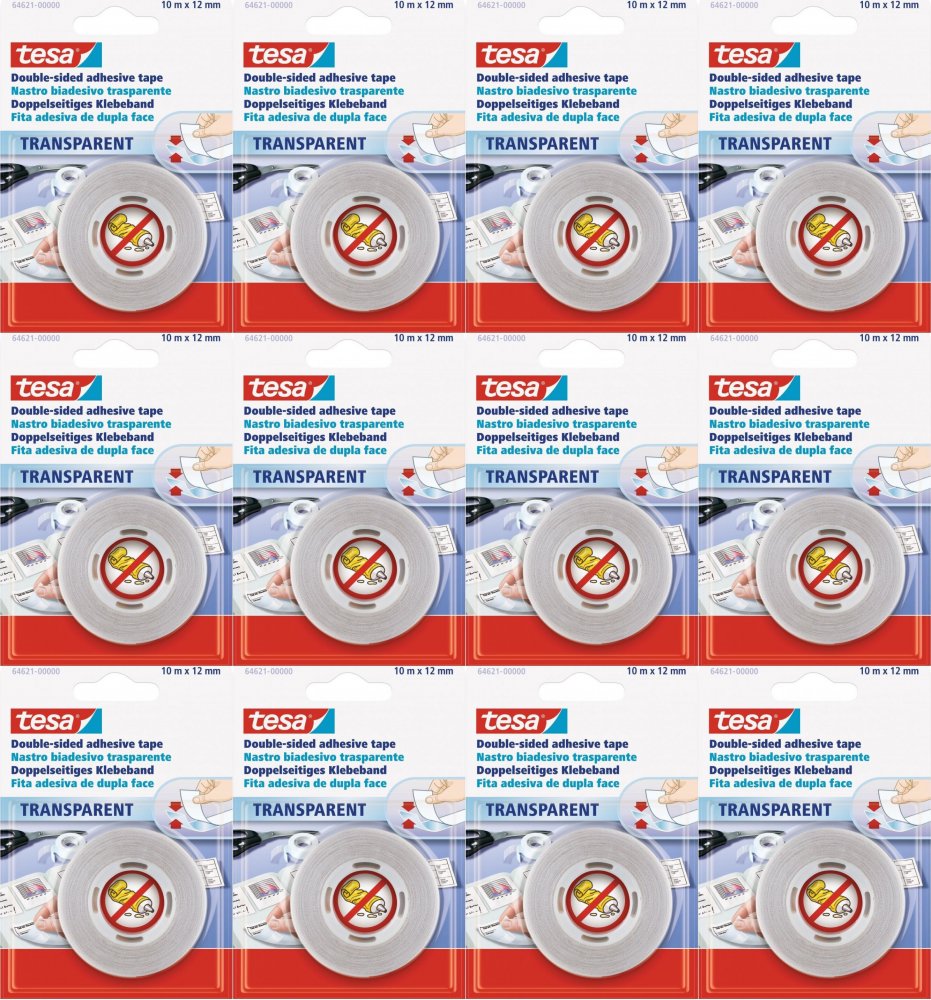 12x Taśma dwustronna Tesa,12mmx10m, przezroczysty