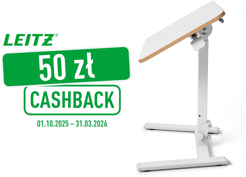 Biurko Leitz Ergo składane, z regulacją wysokości, 460x740x650mm, biały
