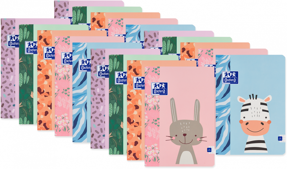 20x Zeszyt w kratkę Oxford Kids, A4, miękka oprawa, 32 kartki, mix wzorów