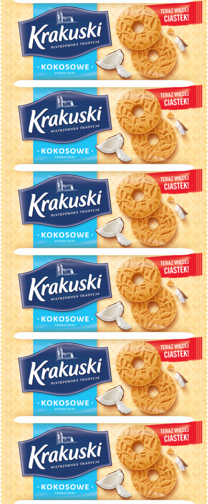 6x Herbatniki Krakuski, kokosowy, 168g