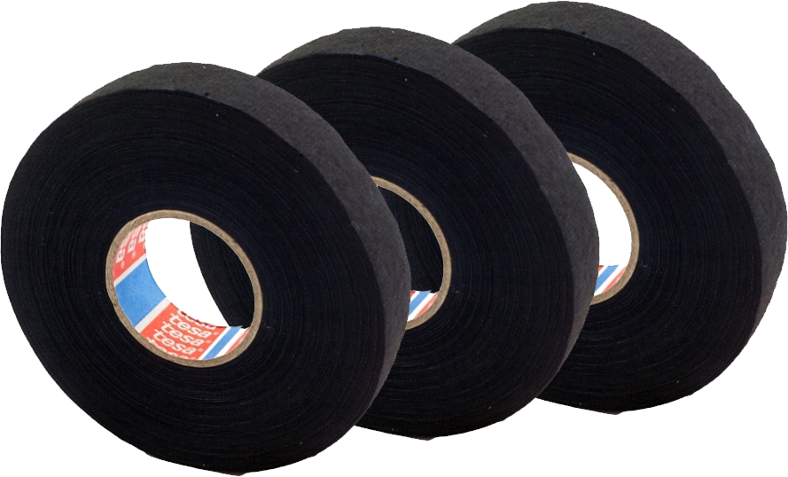 3x Taśma do wiązek kabli Tesa 51608, 19mmx25m, czarny