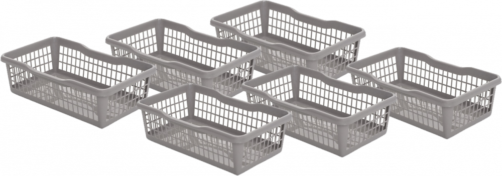 6x Koszyk do przechowywania Plafor 2, 248x147x72 mm, 2.6l, szary