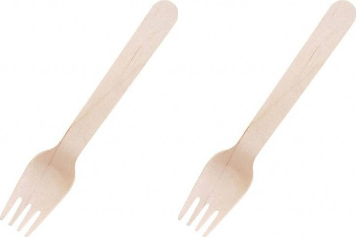 2x Widelce jednorazowe Packman, 16.5cm, drewno, 100 sztuk, brązowy