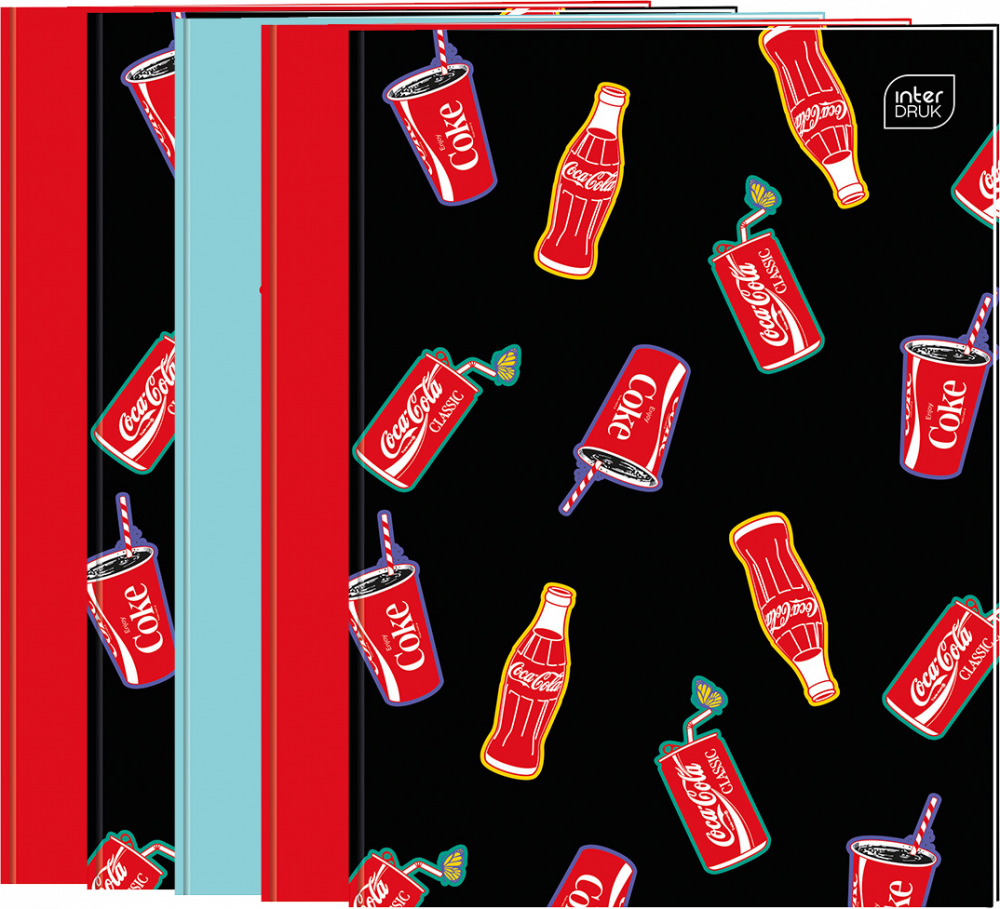 5x Zeszyt A4 Interdruk Coca Cola, w kratkę, 32 kartki, mix wzorów