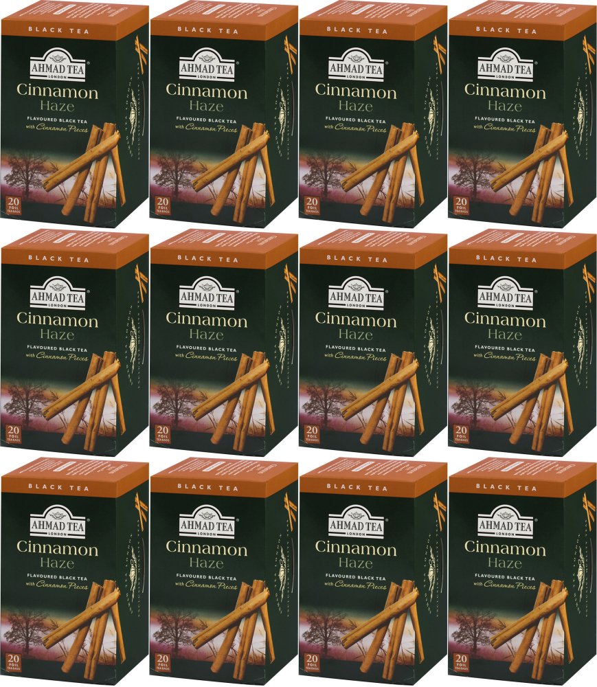 12x Herbata czarna aromatyzowana w kopertach Ahmad Tea London Cinnamon Haze, 20 sztuk x 2g
