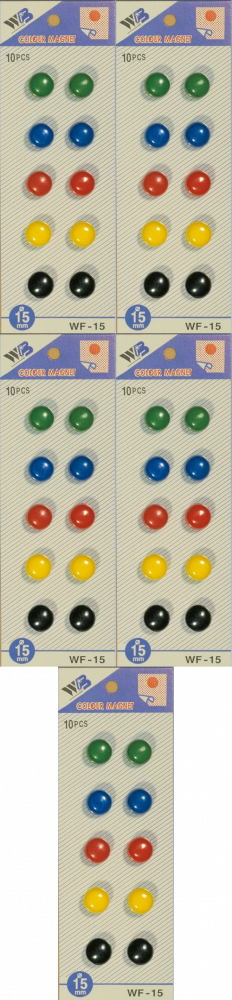 5x Magnesy do tablic 15 mm, 10 sztuk, mix kolorów