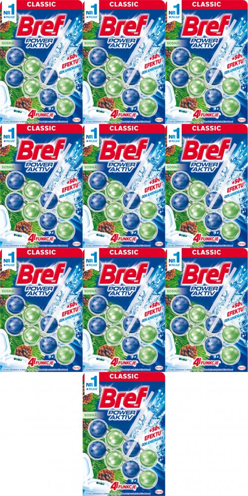 10x Zawieszka (kulki) do WC Bref, Power Activ, sosna, 2x50g