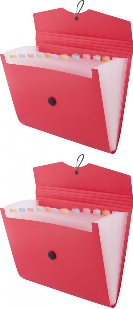 2x Teczka segregująca D.Rect 5580, A4, 12 przekładek, czerwony