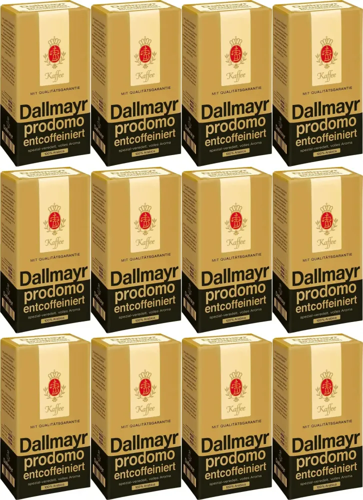 12x Kawa bezkofeinowa Dallmayr Prodomo Entcoffeiniert, mielona, 500g