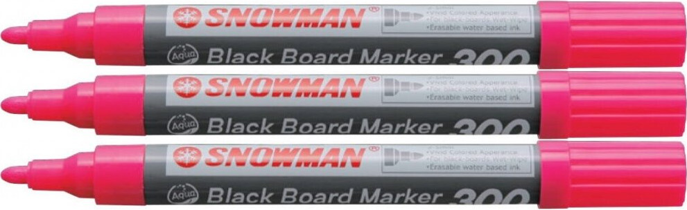 3x Marker kredowy Snowman 300, okrągła, 2-5mm, różowy