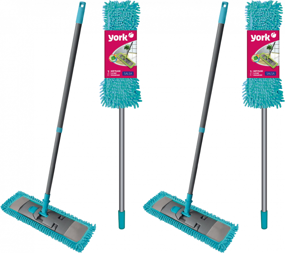 2x Mop płaski z mikrofibry York Salsa- kij+ uchwyt do mopa+mop, mix kolorów