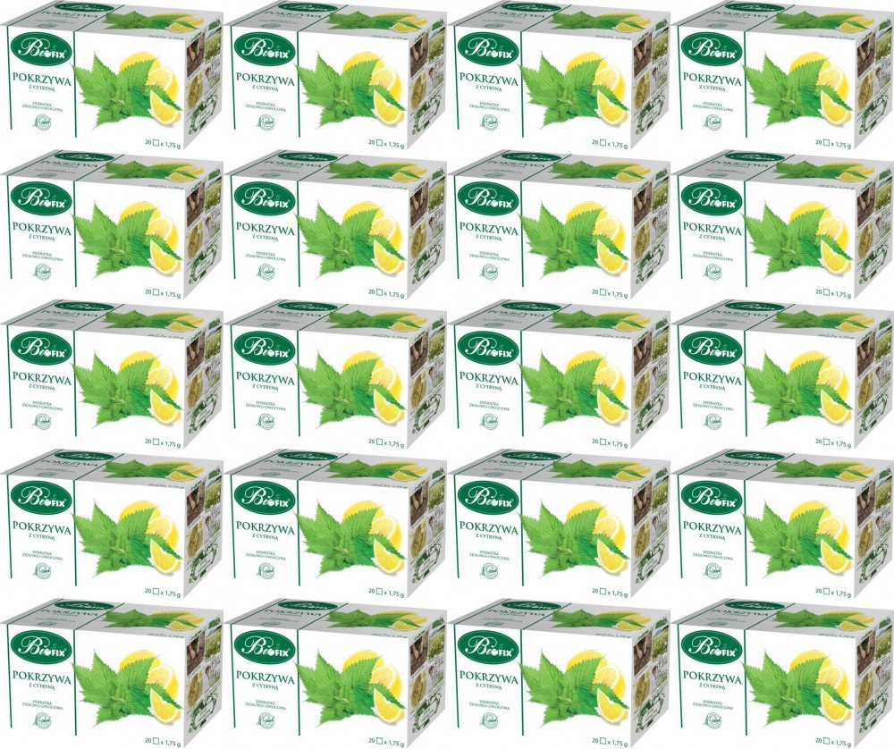 20x Herbata ziołowa w torebkach Bifix, pokrzywa z cytryną, 20 sztuk x 1.75g